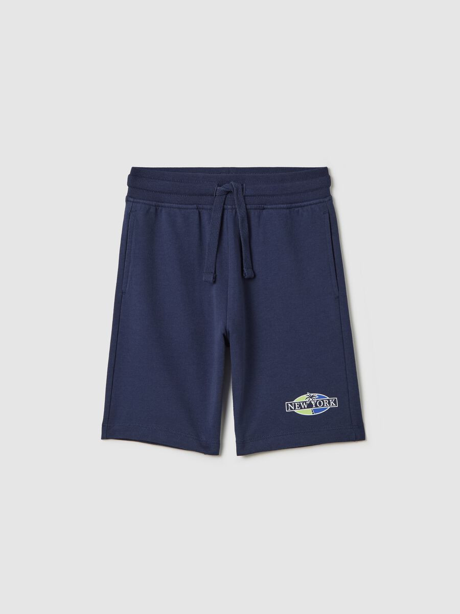 Blue shorts in pure cotton for boys_0
