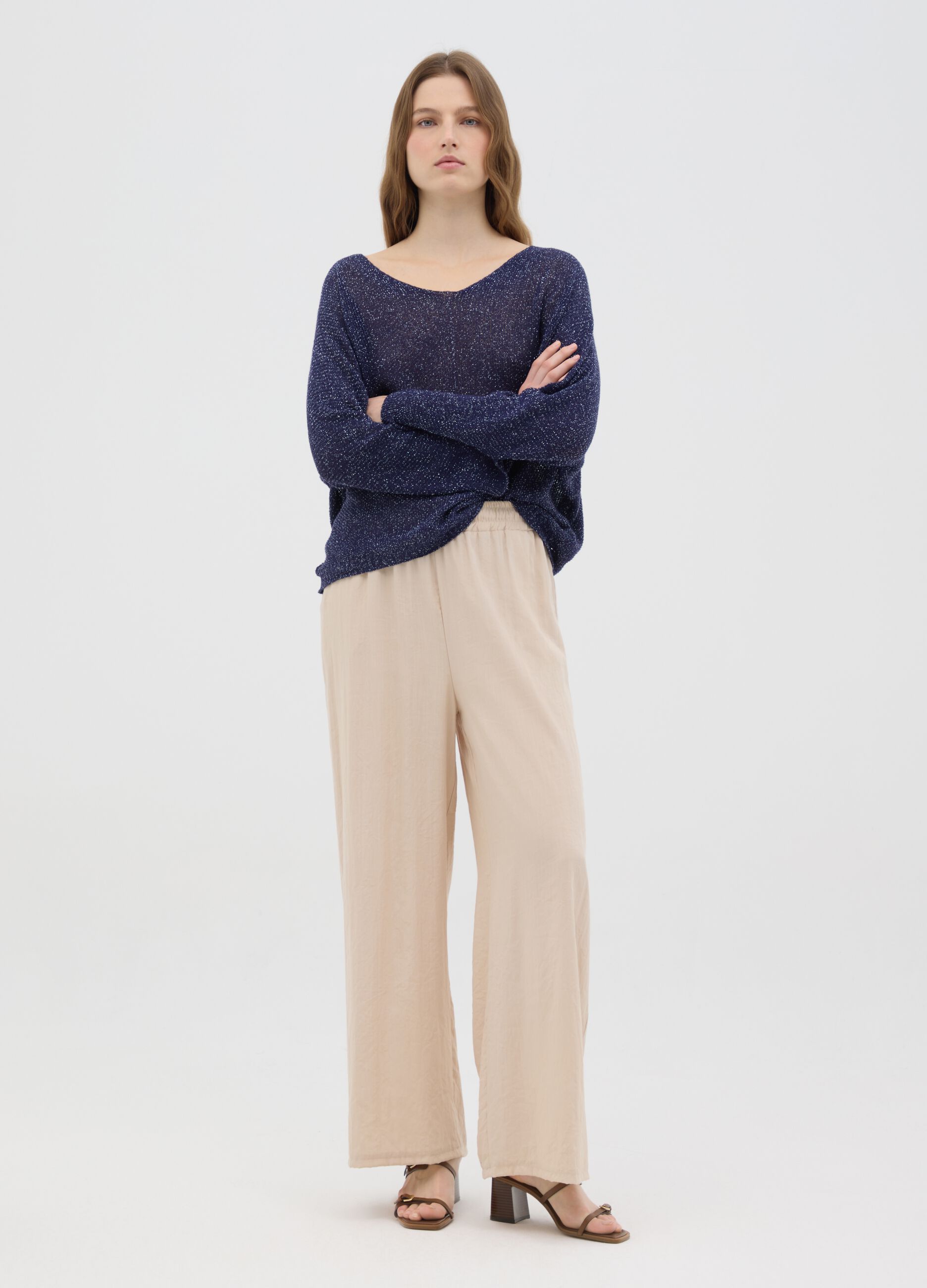 Maglione da donna blu regular fit