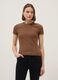 Brown fitted short-sleeve stretch cotton T-shirt_0