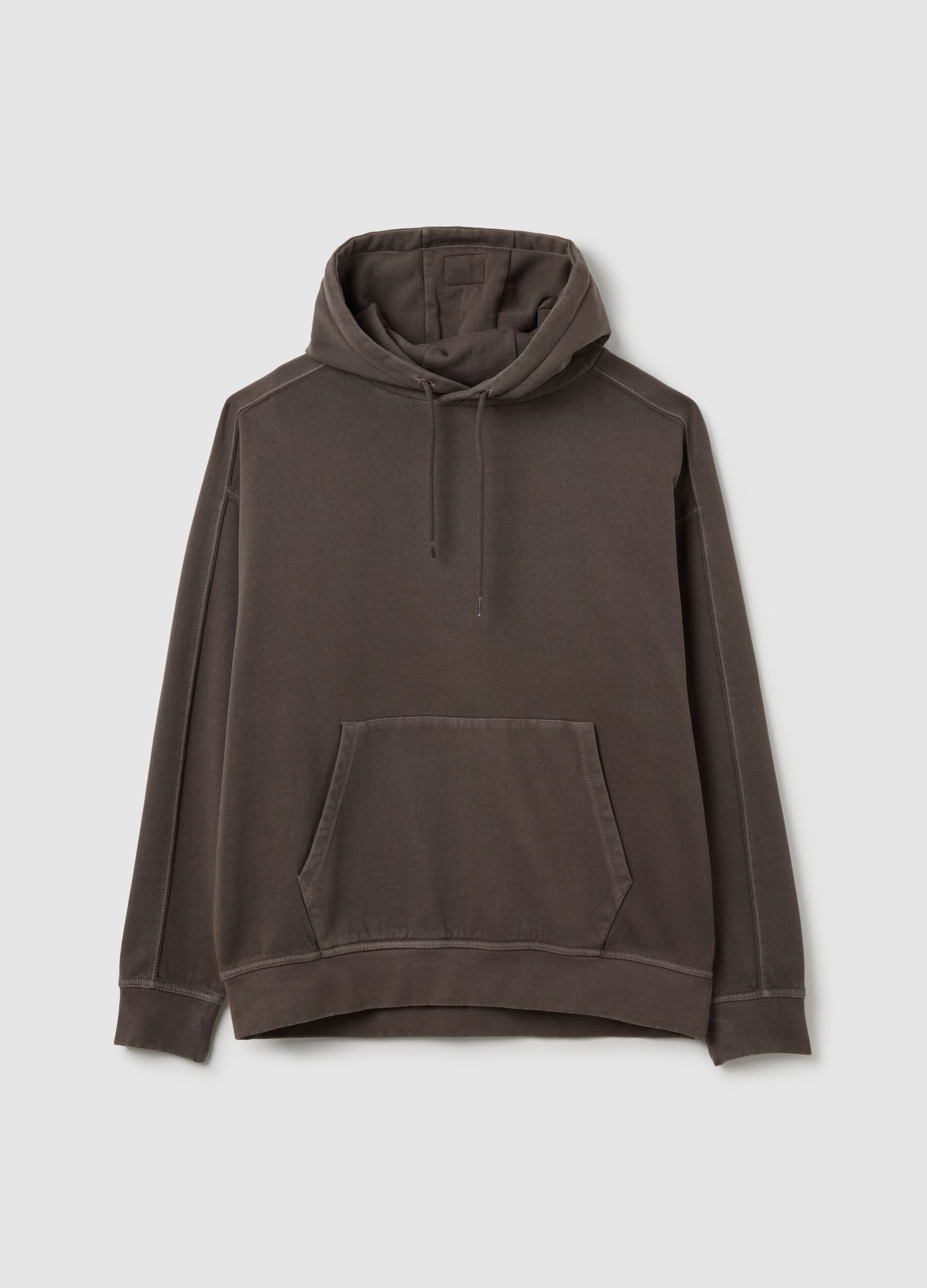 Oversized brown cotton blend sweatshirt