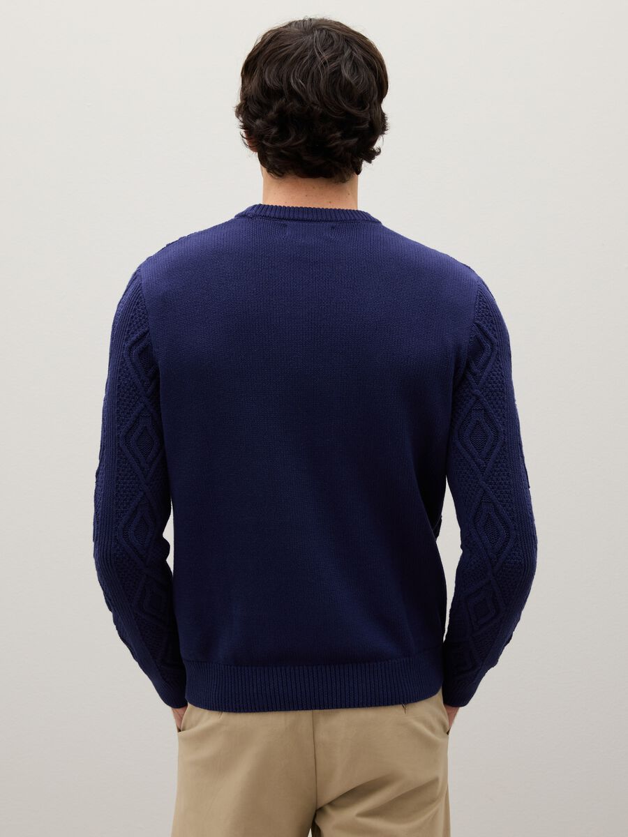 Blue regular fit pure cotton sweater_3