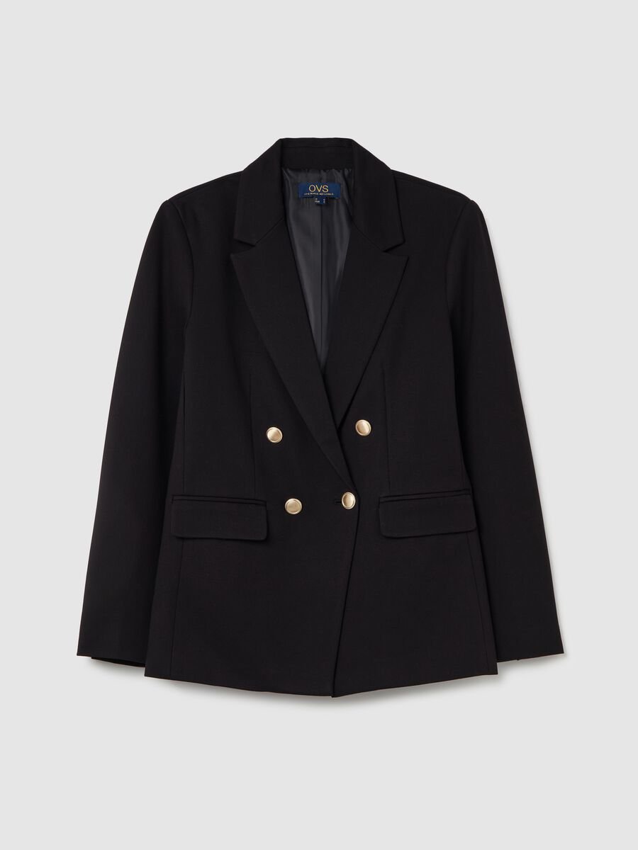 Blazer doppiopetto con bottoni dorati_4