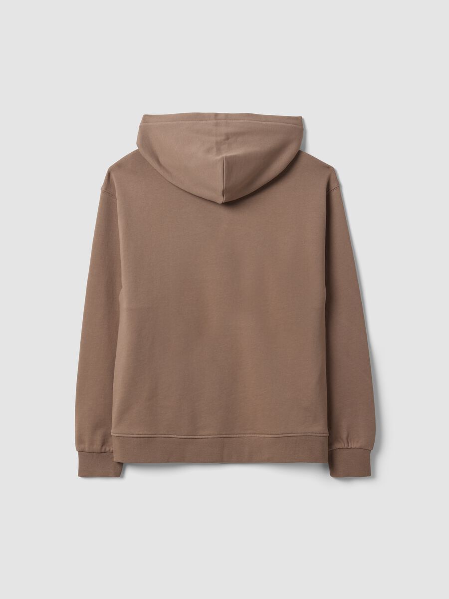 Felpa beige con cappuccio e zip in puro cotone organico per ragazzo relaxed fit_5
