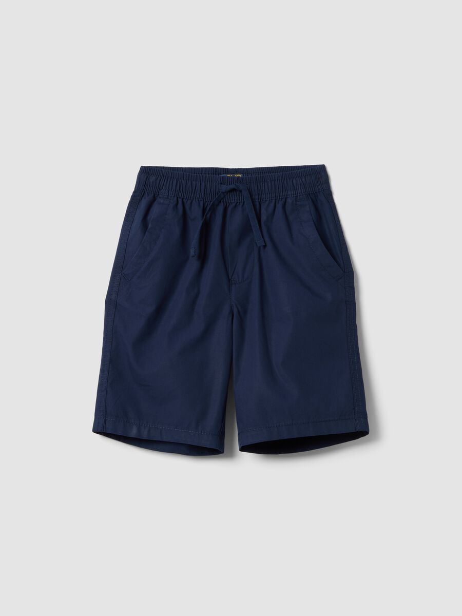 Shorts in puro cotone blu da bambino regular fit_0