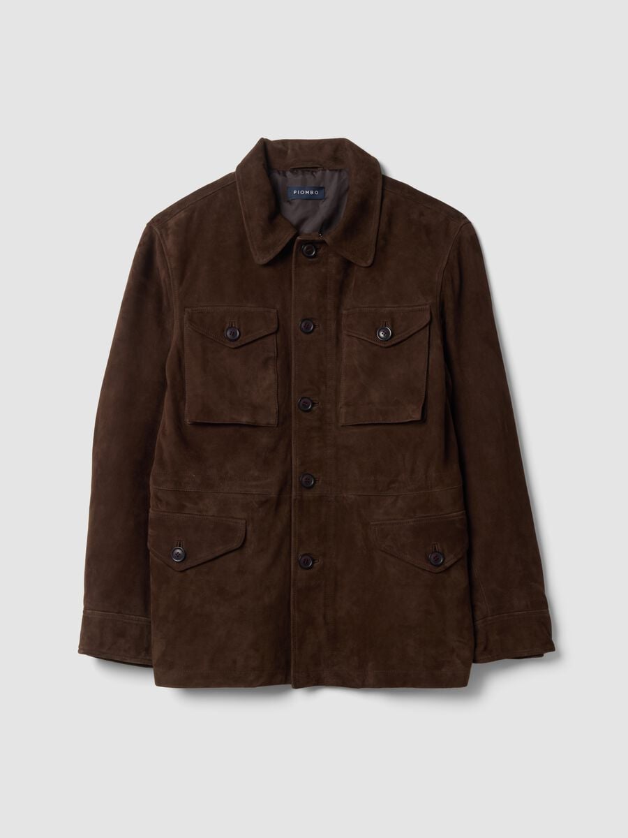 Giacca imbottita marrone in vera pelle_5