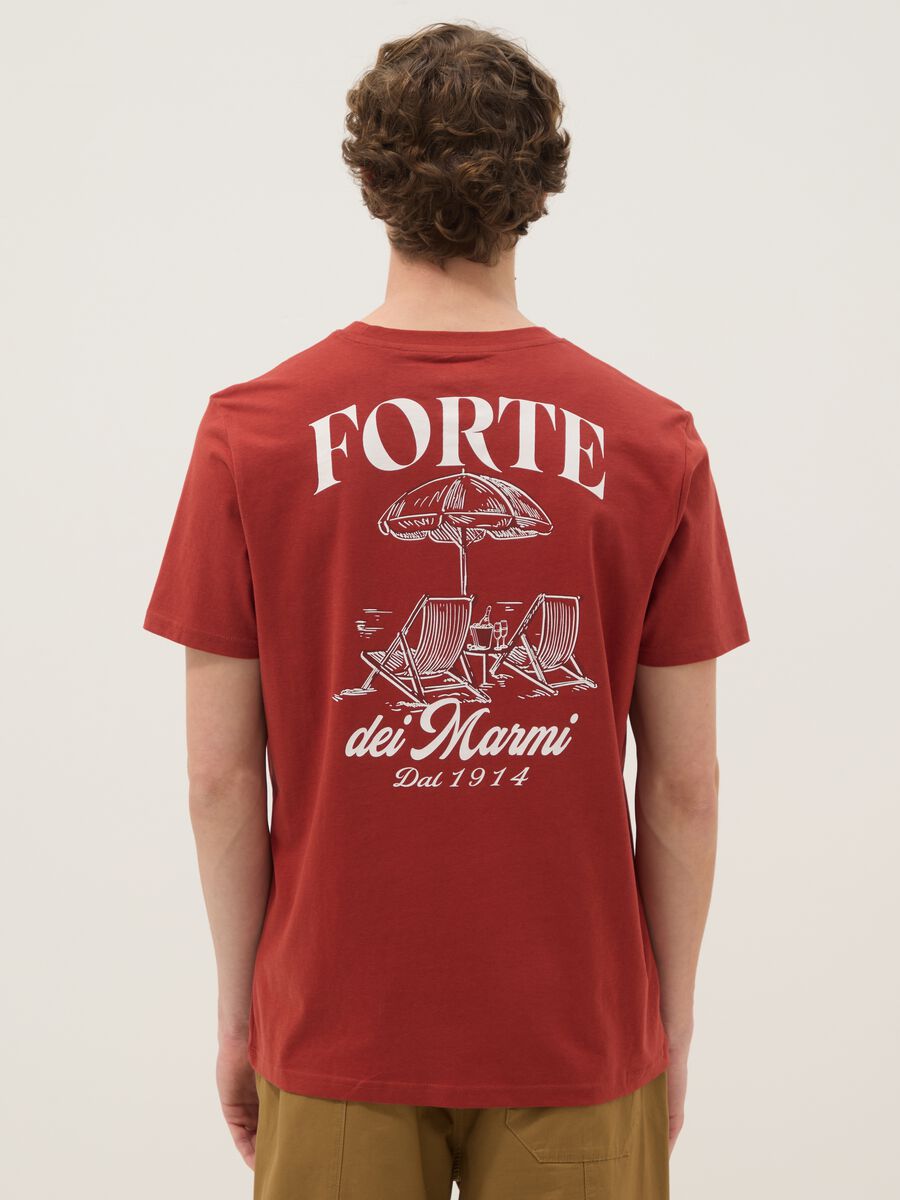 T-shirt rossa in puro cotone regular fit con stampa_3