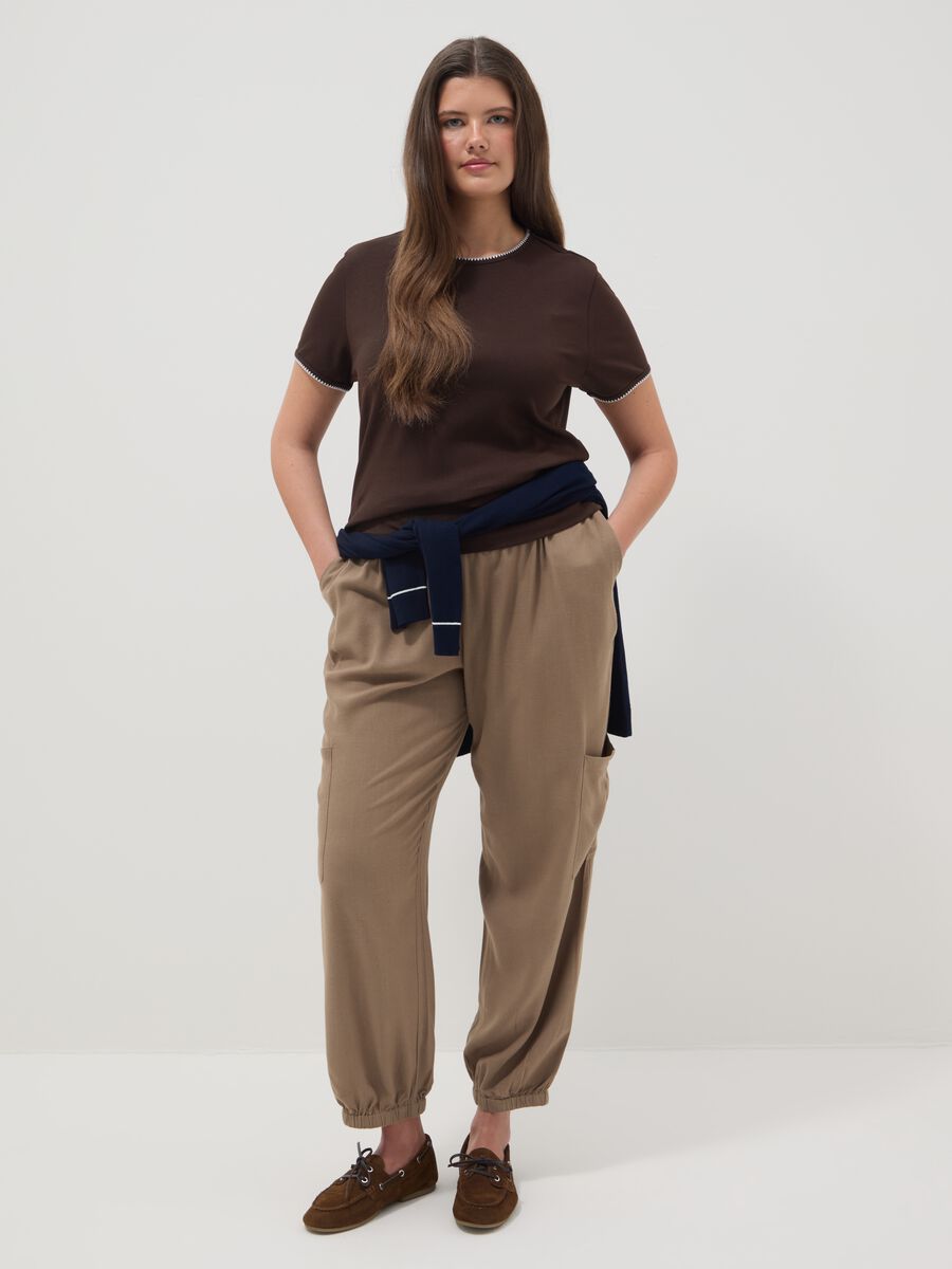 Brown pure cotton short-sleeve T-shirt, regular fit_2