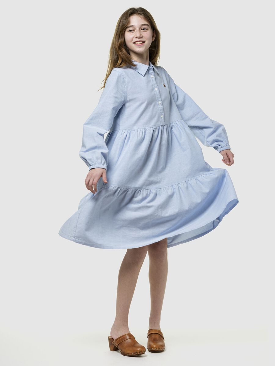 Vestito azzurro per bambina lungo a balze_1