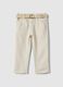 Children's beige regular fit linen-viscose blend trousers_0