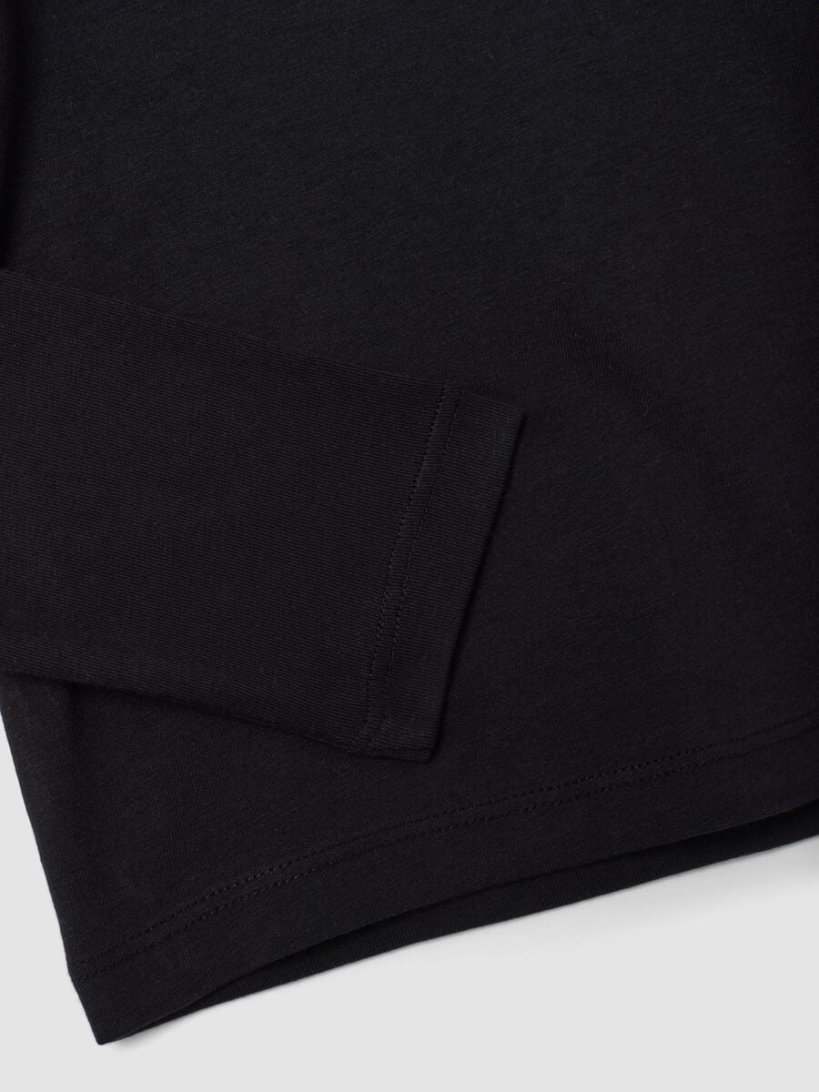 T-shirt nera girocollo in puro cotone organico_3