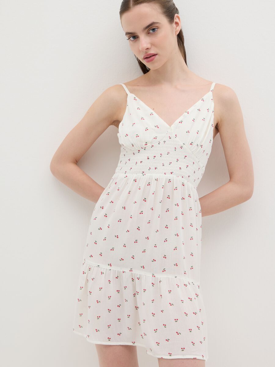 Women's summer dress in pure white viscose_1