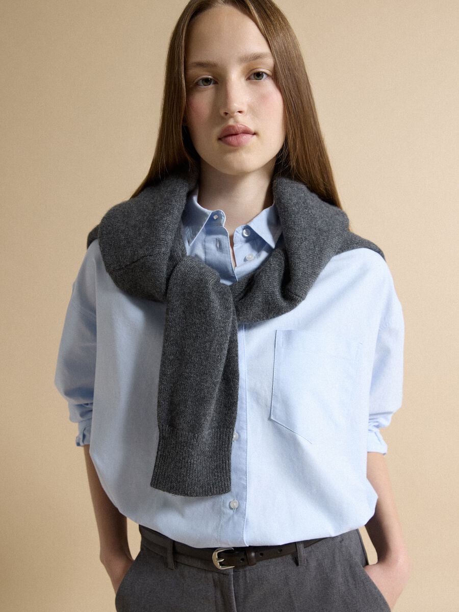 Light blue pure cotton shirt with classic collar, regular fit_0