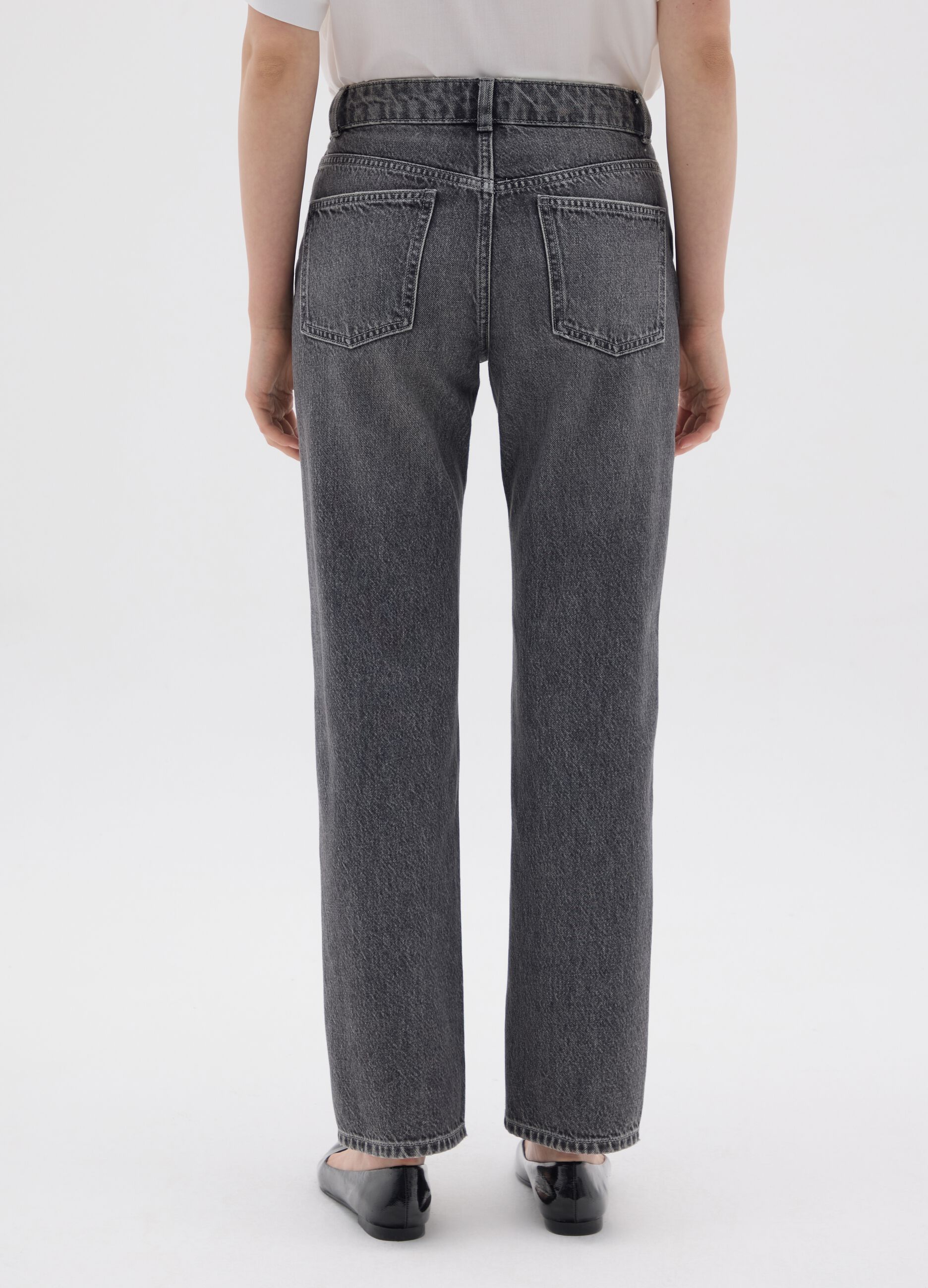 Women's grey regular-fit pure cotton jeans