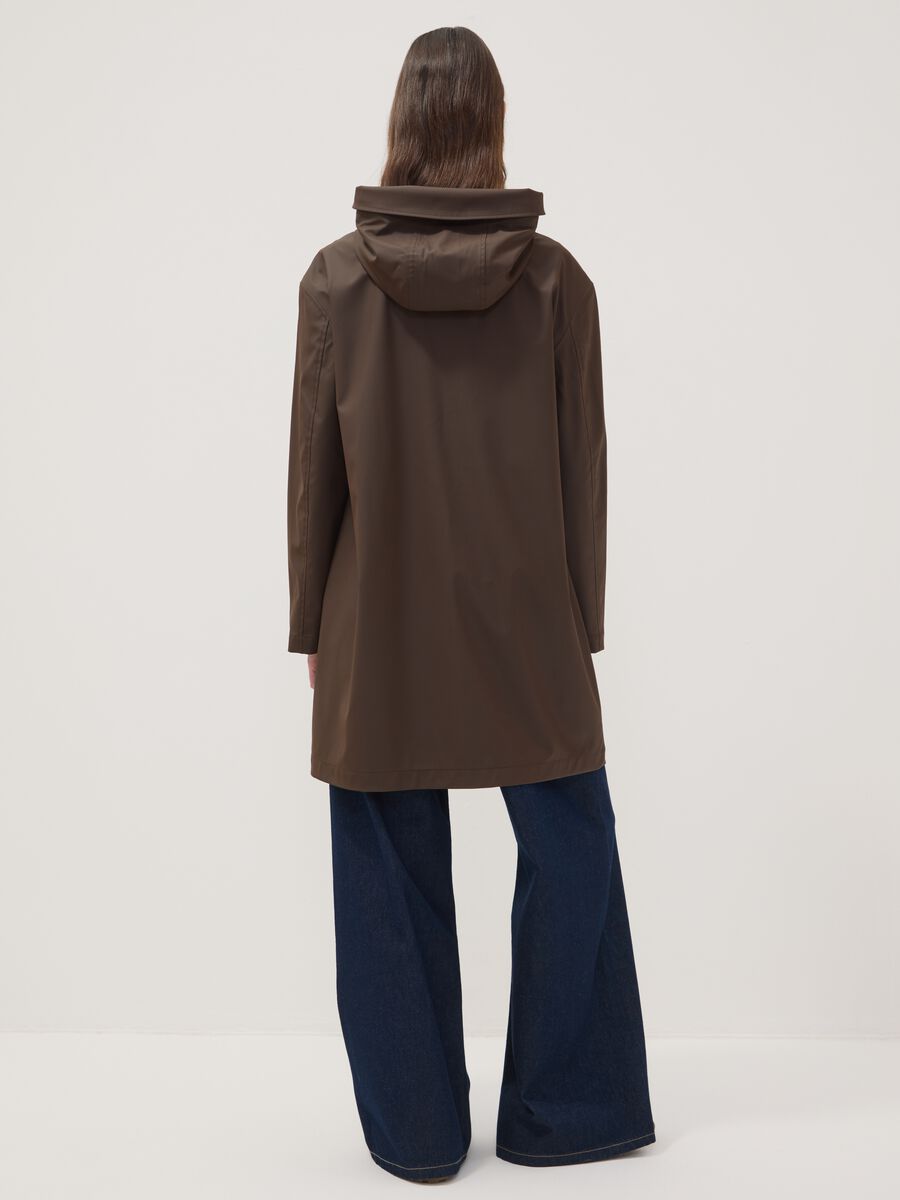 Long brown hooded jacket with zip_3