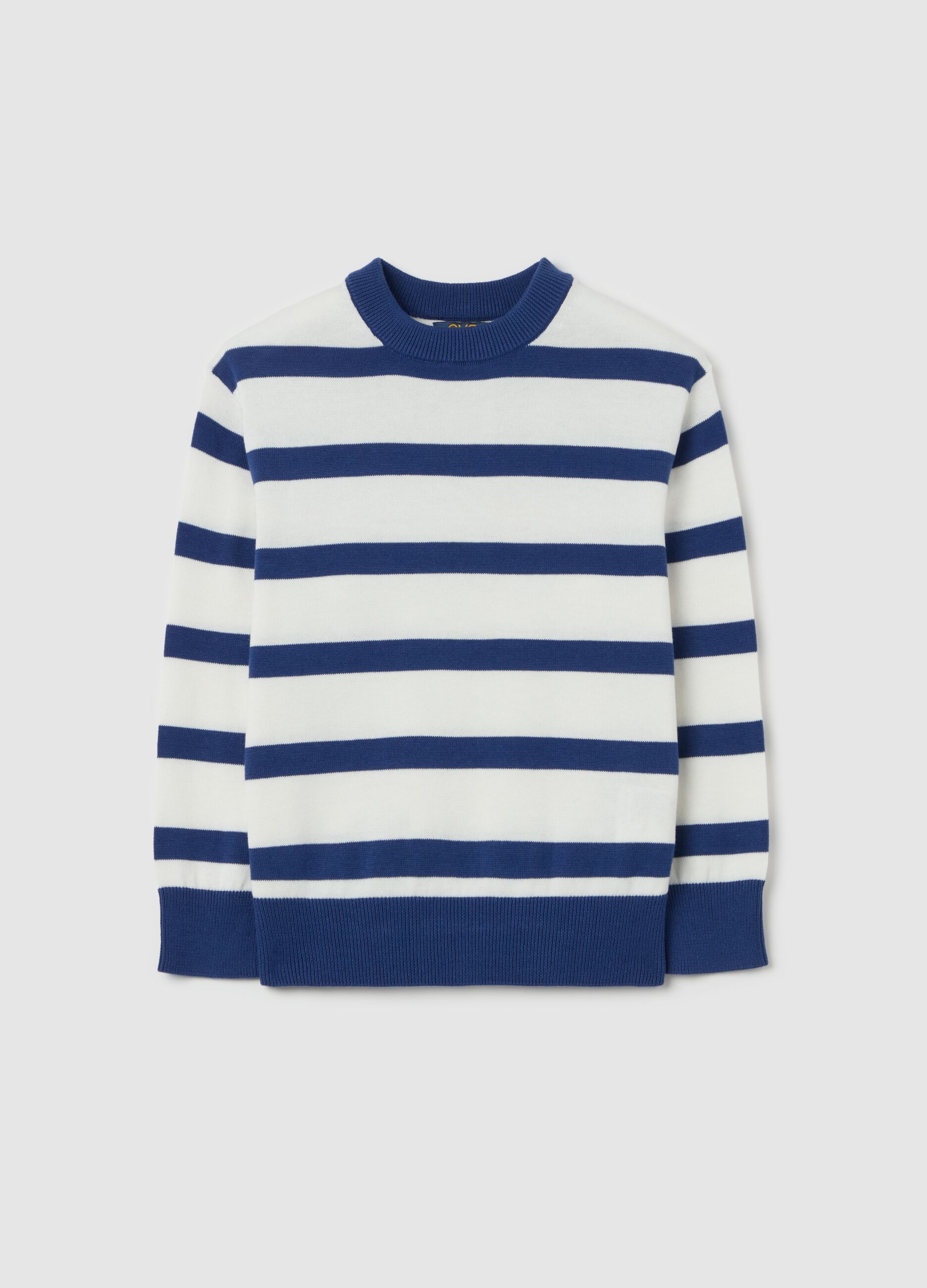 Cotton pullover with striped pattern