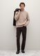 Brown stretch cotton regular fit trousers_0