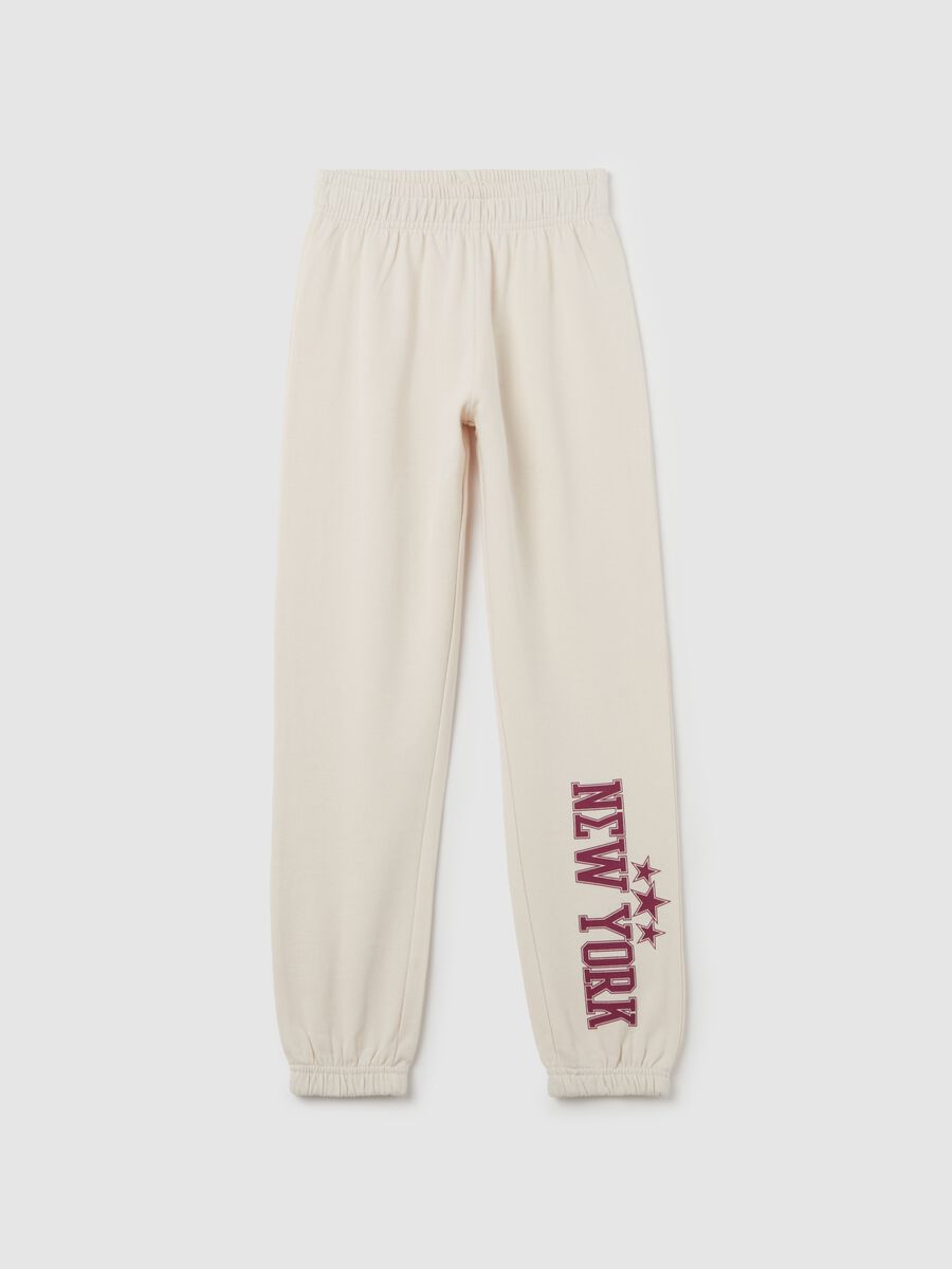 Joggers with elasticated edging and lettering print_3