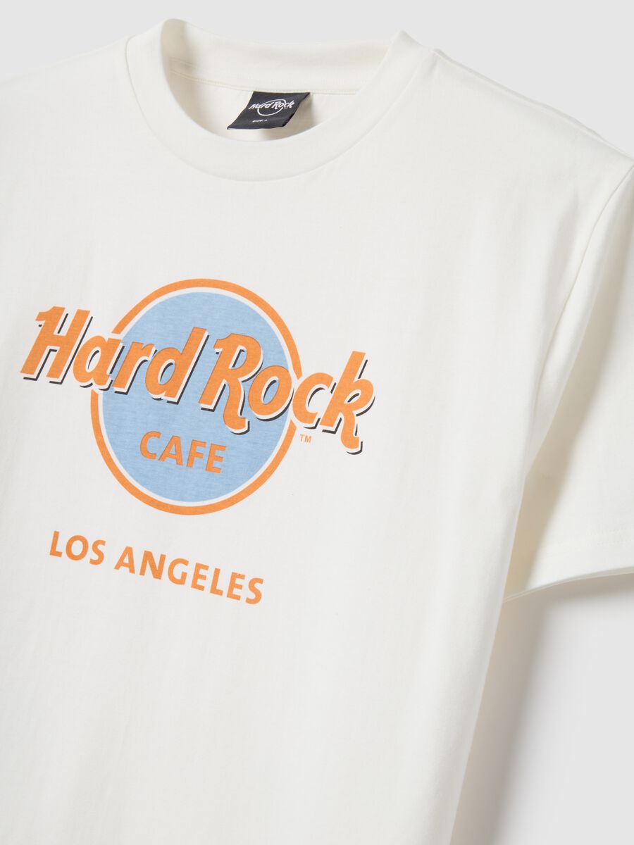 White pure cotton regular fit T-shirt with Hard Rock Cafe logo_5