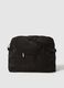 Black shoulder bag with front pocket and zip closure_0