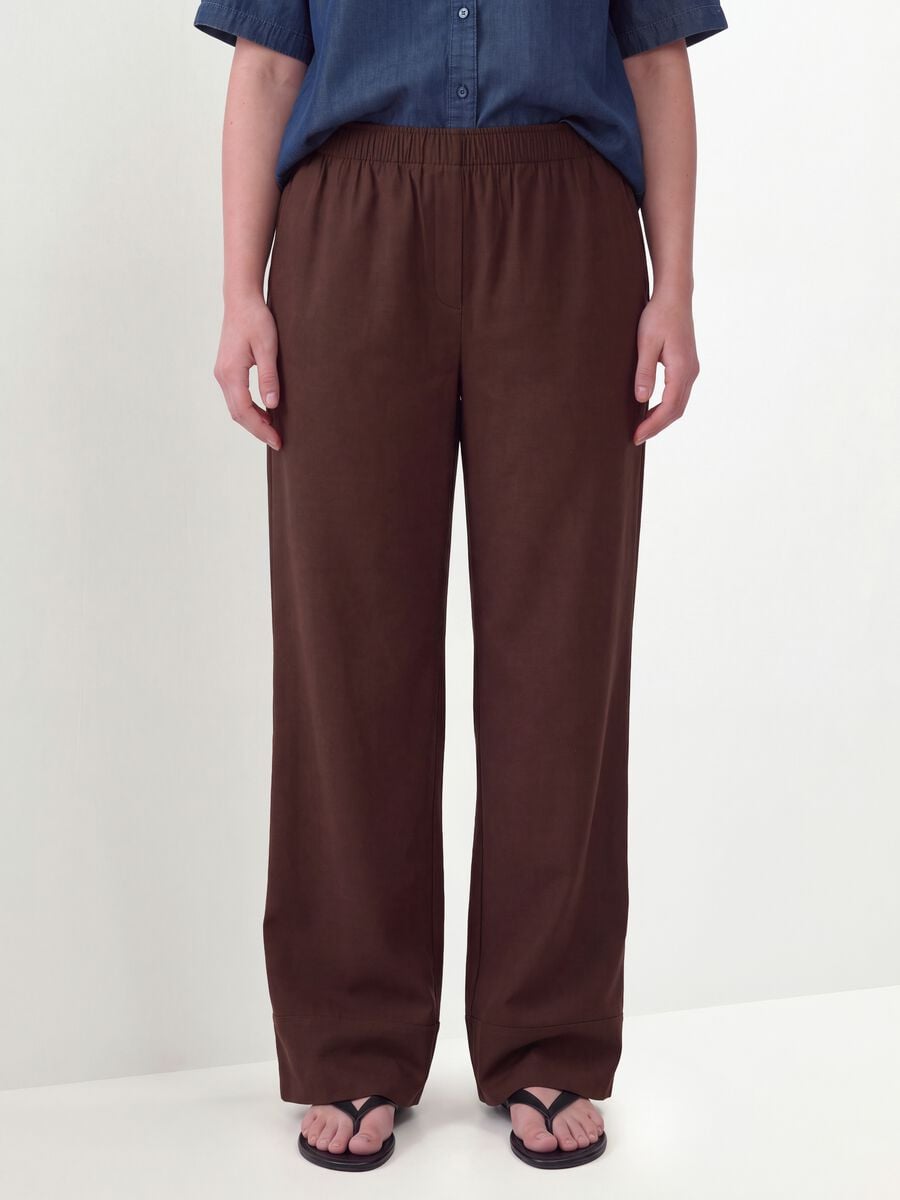 Brown wide-leg trousers in a viscose blend_2