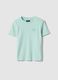 Blue fitted cotton stretch T-shirt for girls with embroidery_0