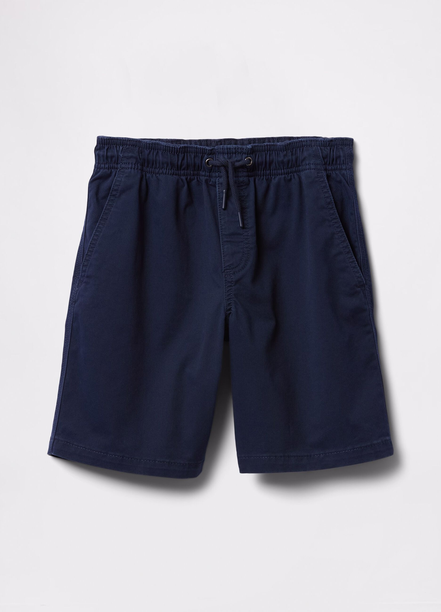 Shorts blu in cotone elasticizzato
