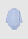 Newborn blue pure cotton bodysuit with pointed collar and long sleeves_1