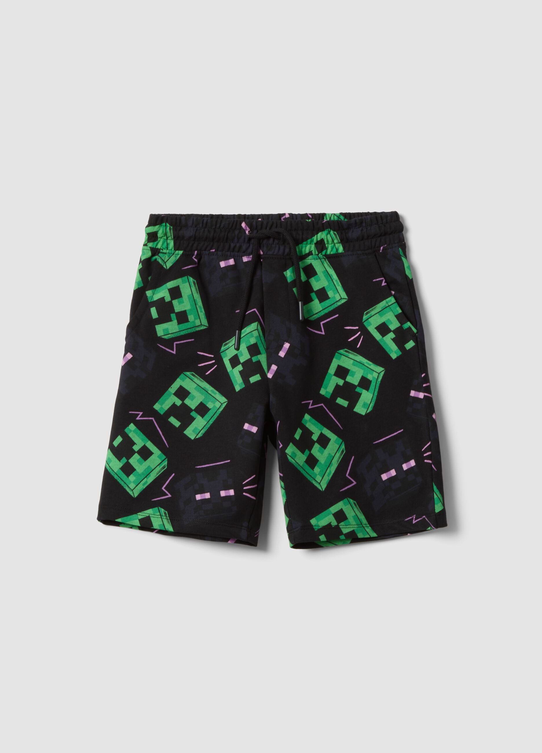 Multicolour cotton-blend boys&rsquo; shorts with Minecraft print