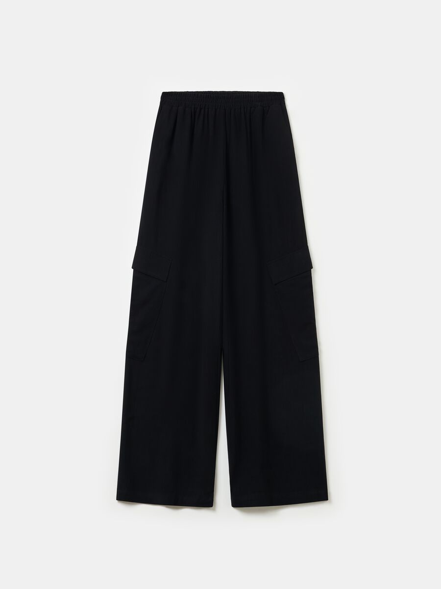 Linen Wide Leg Cargo Black_8