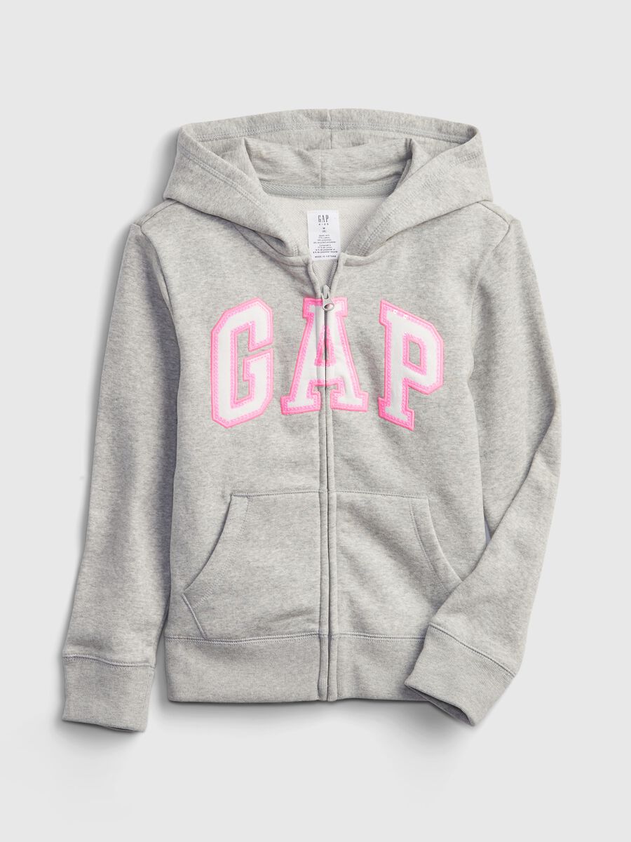 Full-zip plush hoodie with logo patch_0