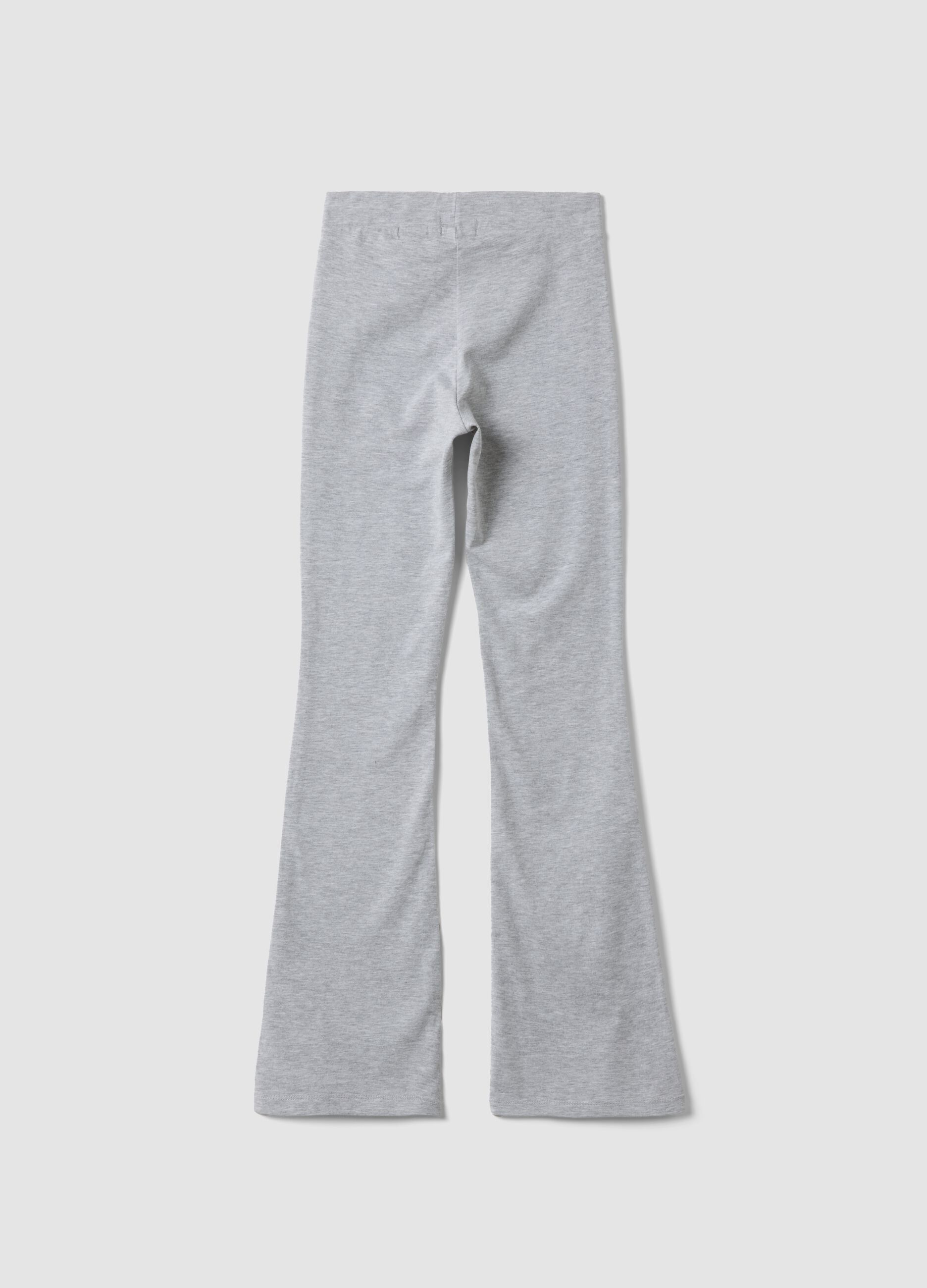 Girls&rsquo; grey flared leggings in stretch organic cotton