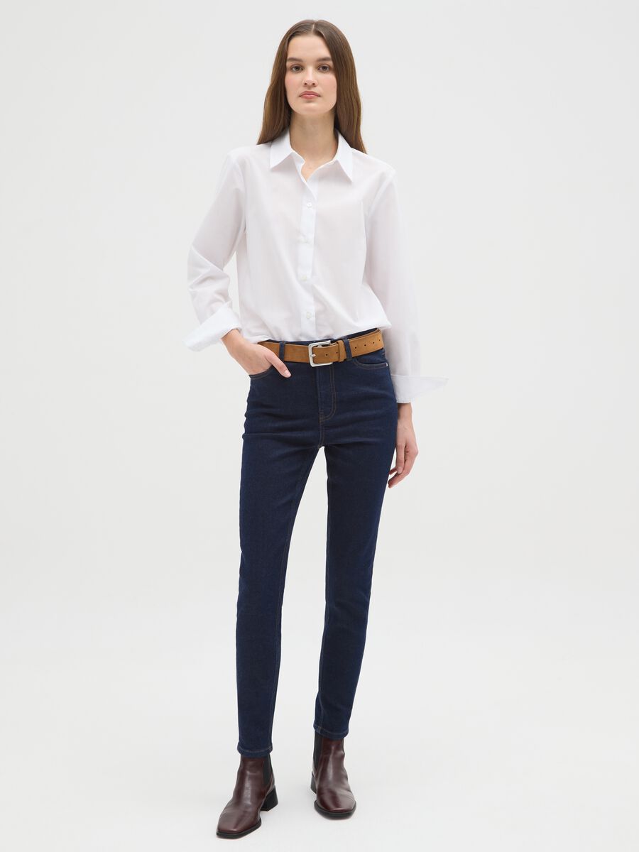 High-waisted stretch cotton blue skinny jeans_0