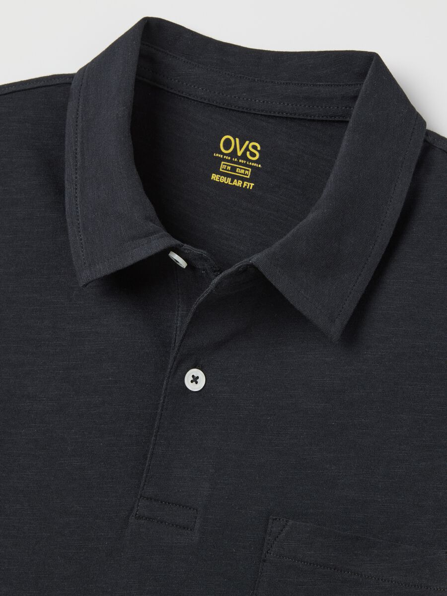 Men's black pure cotton regular fit polo_5