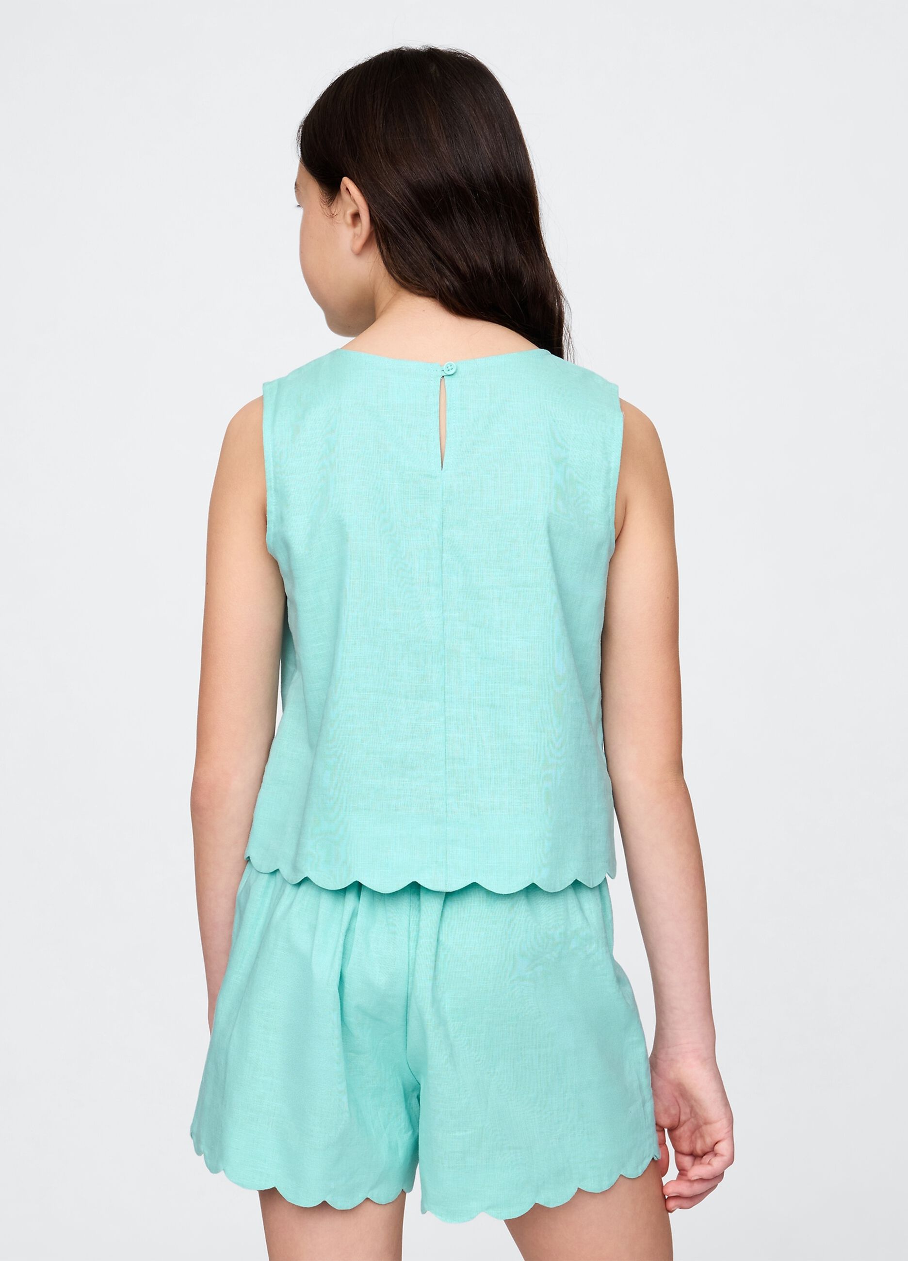 Sea green top with wave trim
