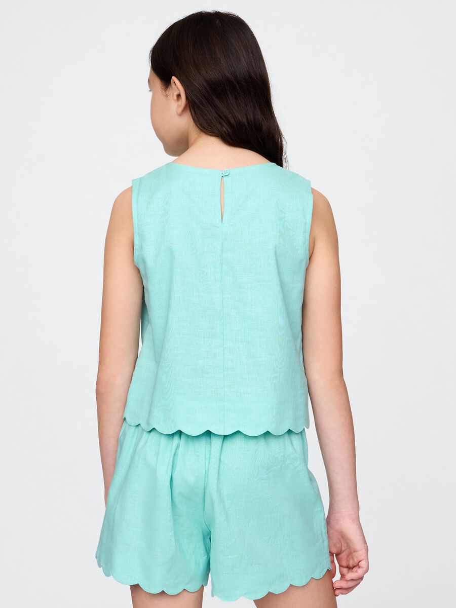 Sea green top with wave trim_2