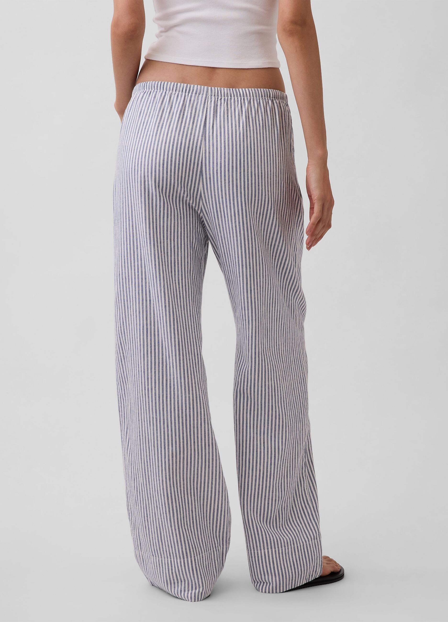Striped linen-blend trousers