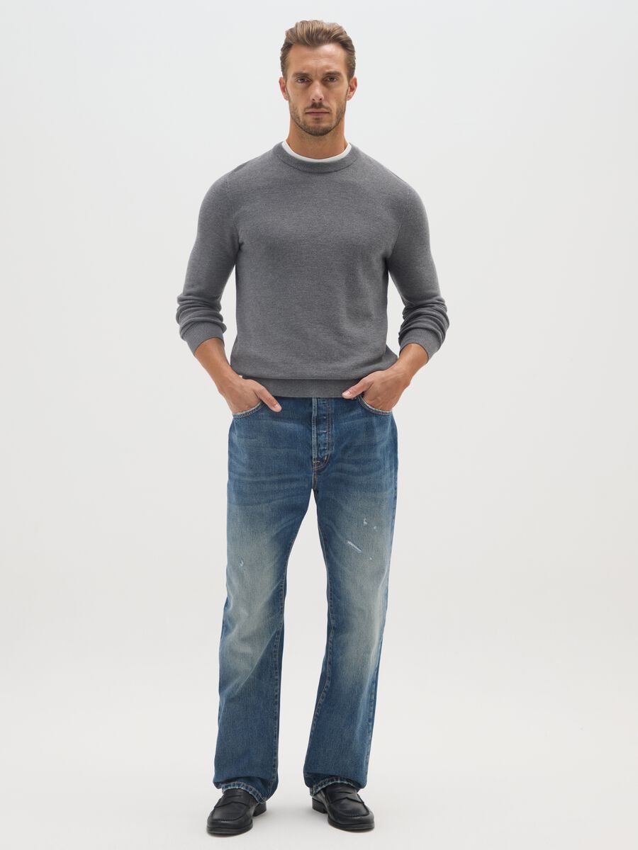Regular Fit Grey Cotton Blend Jumper_1