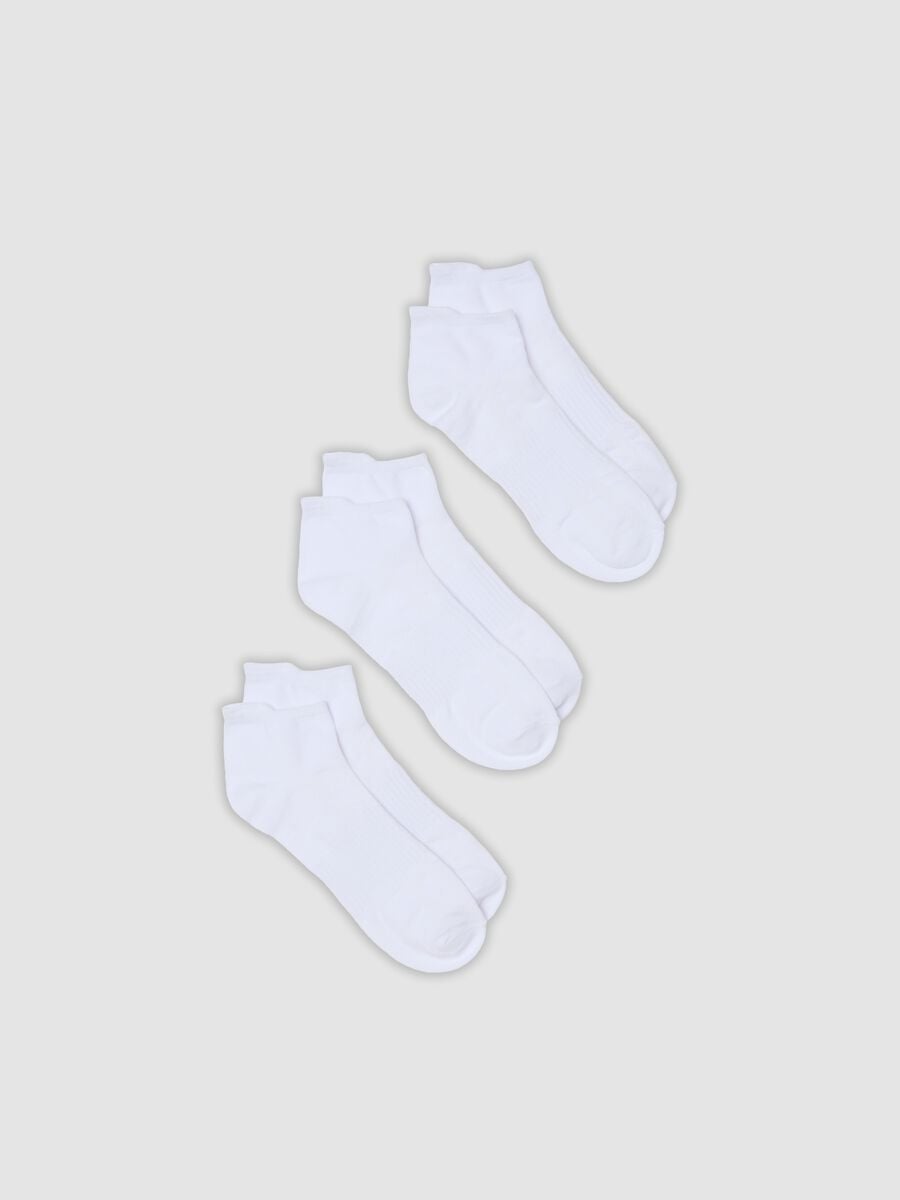 Tripack di calze sportive bianche alla caviglia in misto cotone organico_0