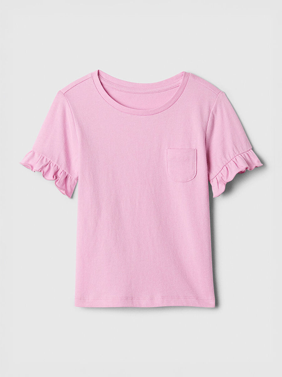Pink T-shirt with ruffled sleeves_0