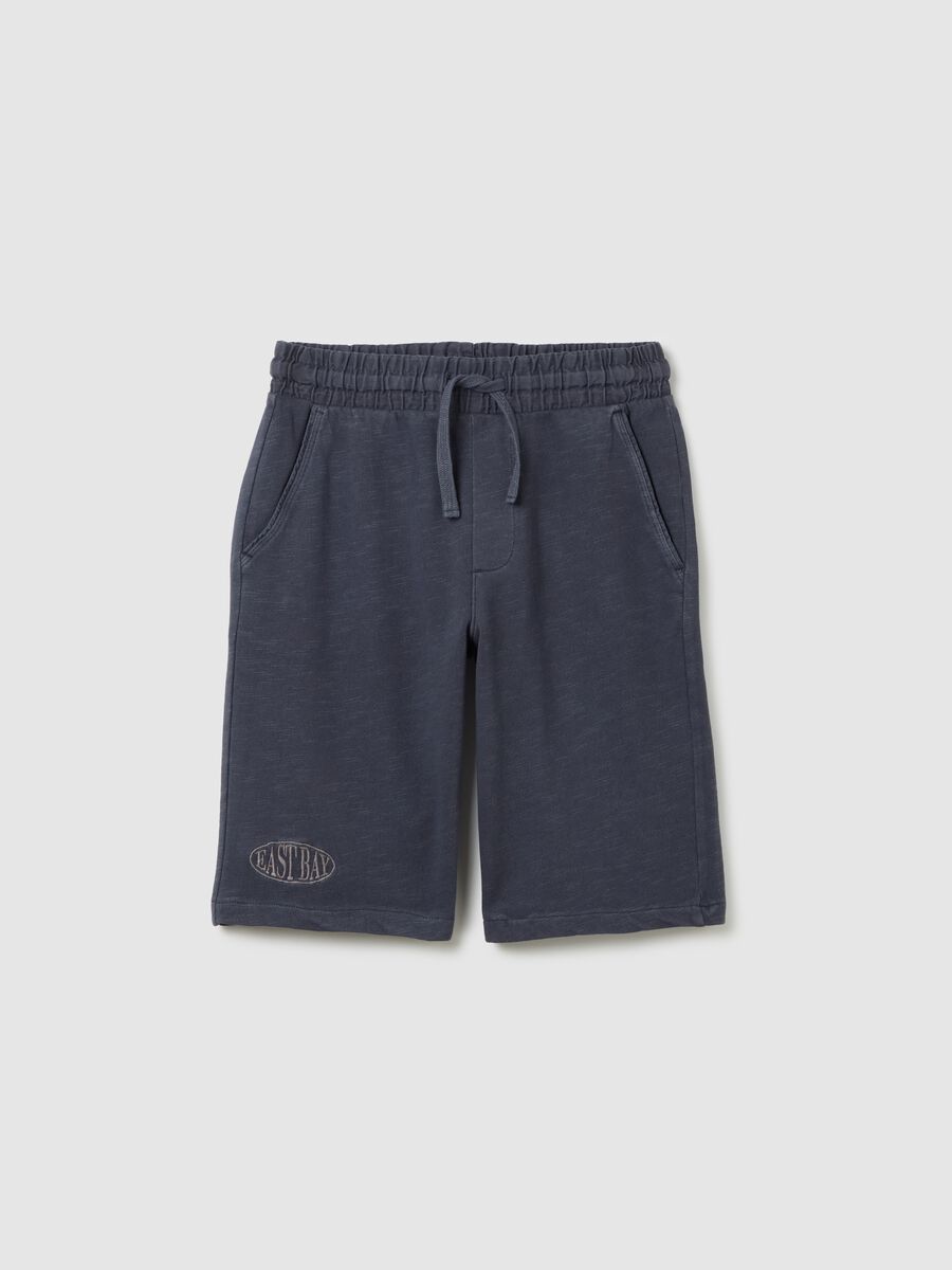 Shorts da ragazzo in puro cotone blu regular fit_3