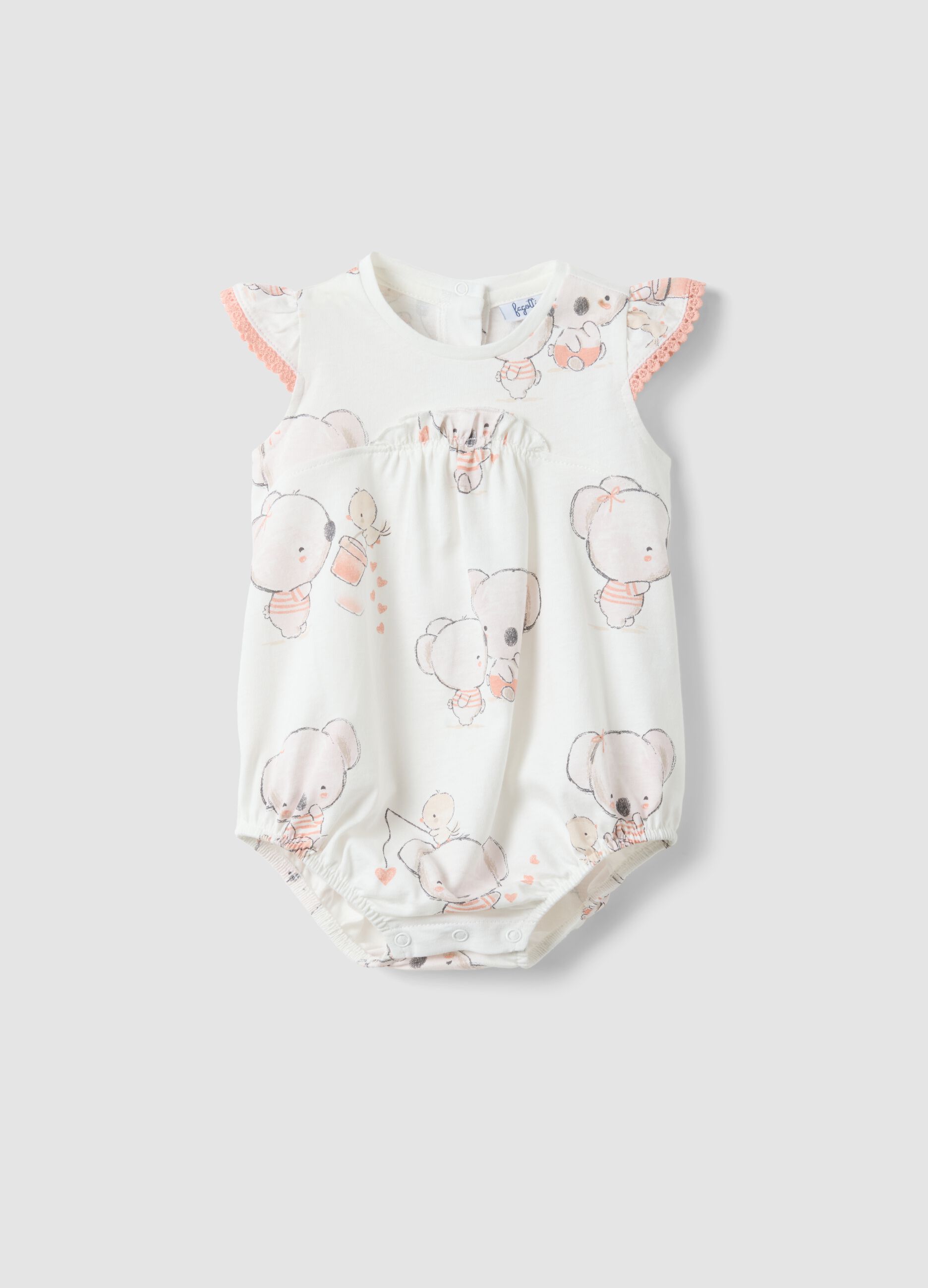 White pure cotton romper for baby girls with designs