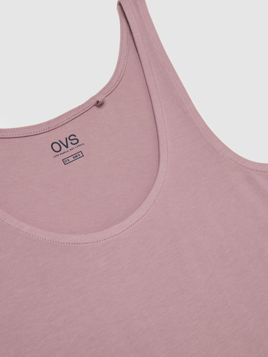 Canottiera in cotone elasticizzato rosa regular fit_1