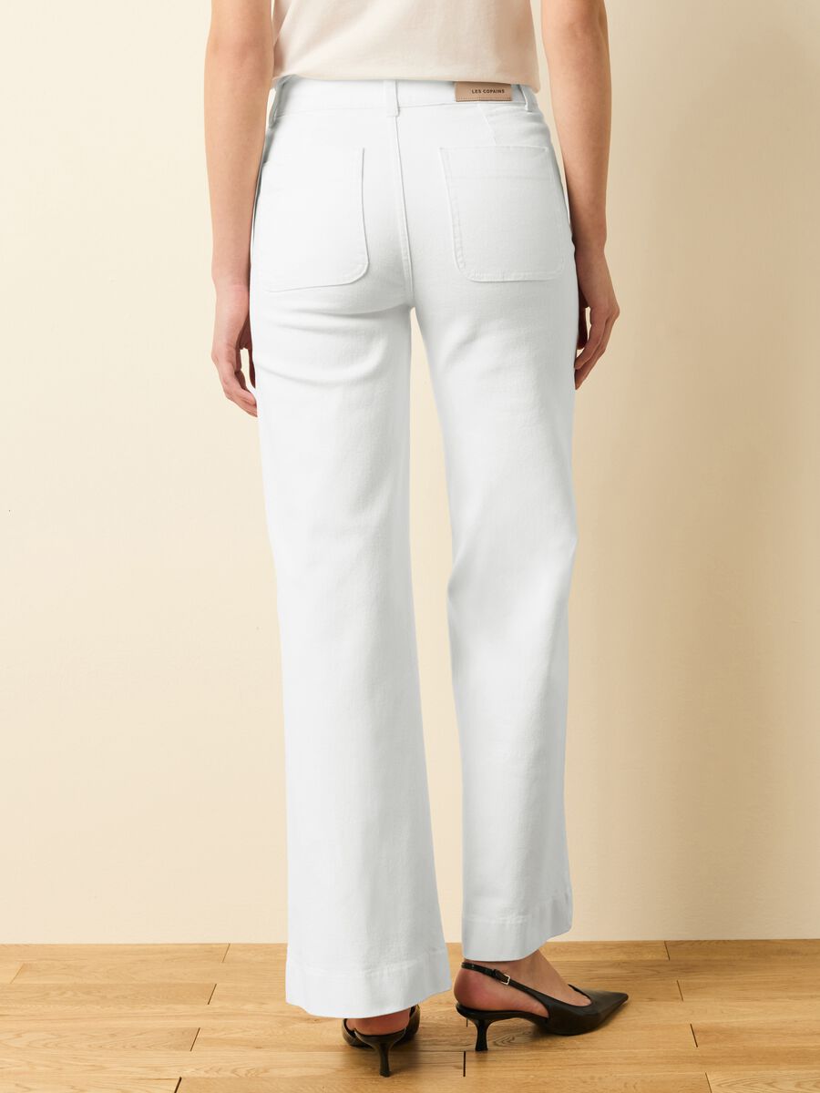 Solid colour bootcut-fit trousers_2