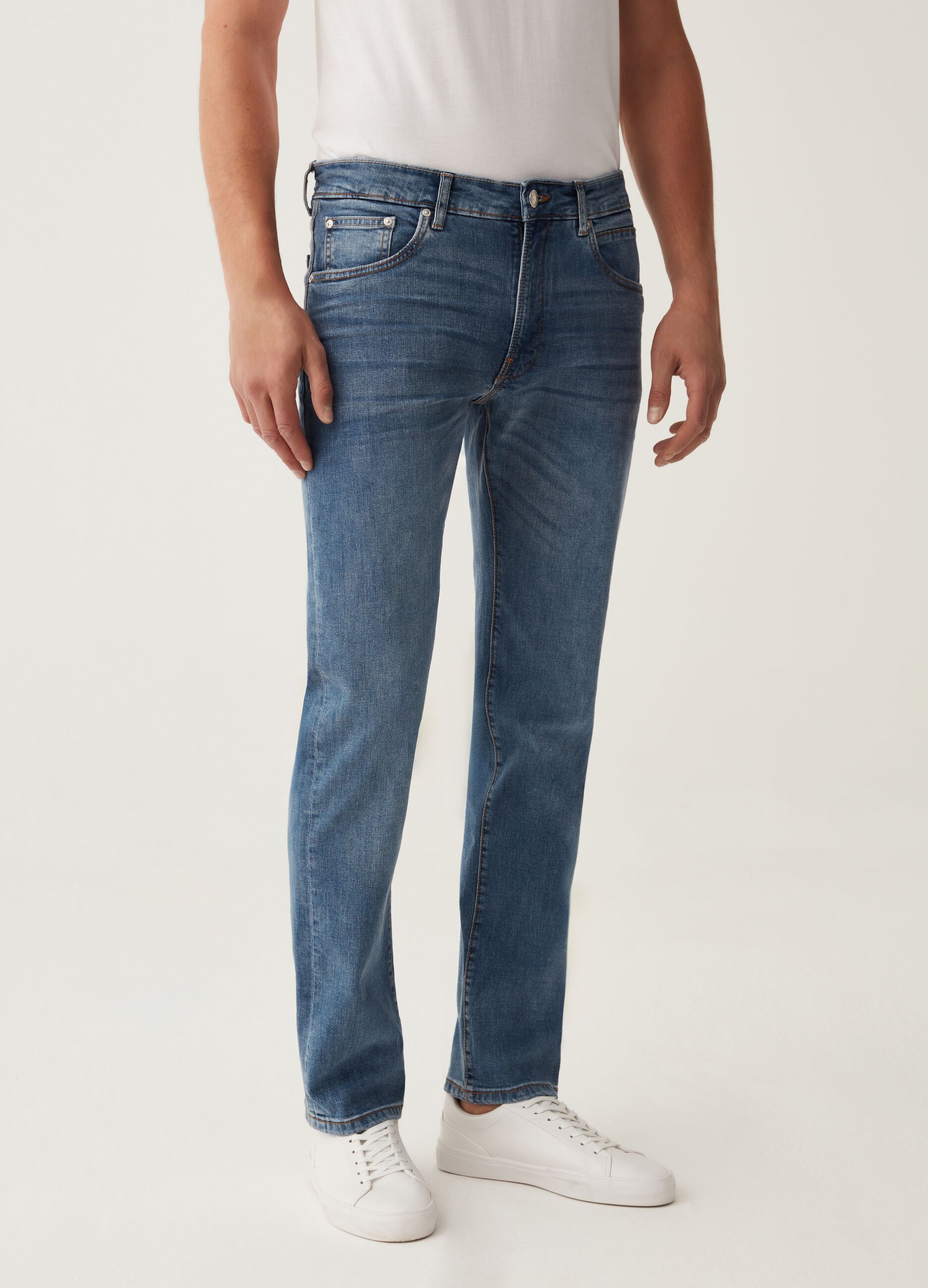 Jeans regular fit in cotone cross hatch_1