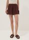 Brown viscose-linen blend shorts with elasticated waist, regular fit_1