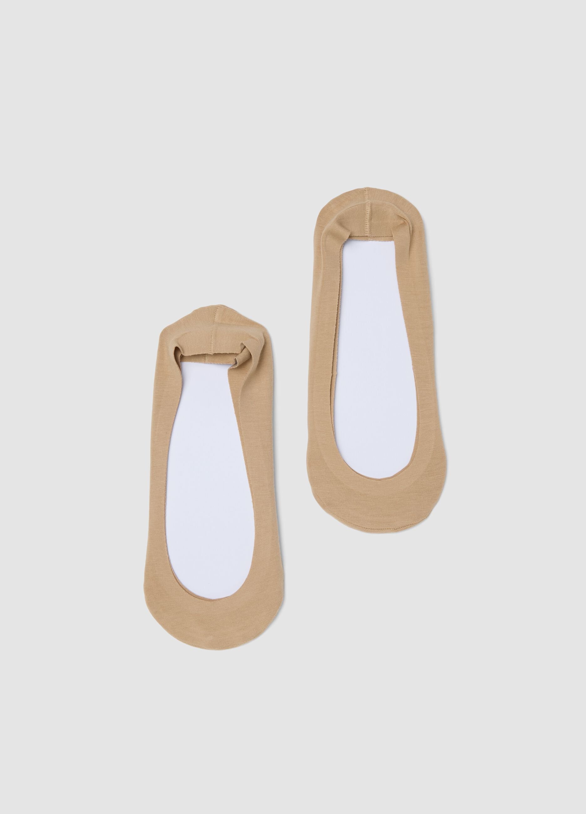 2-pack beige invisible socks in stretchy cotton blend