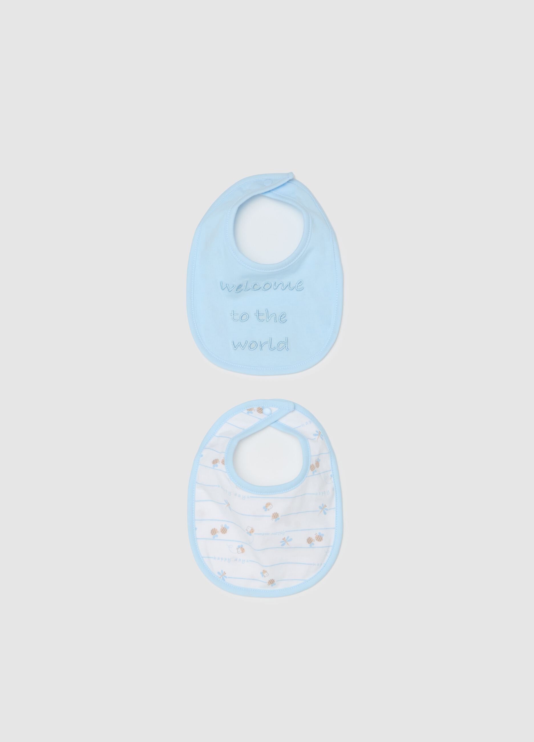 Bipack bavaglini con ricamo "Welcome to the World"