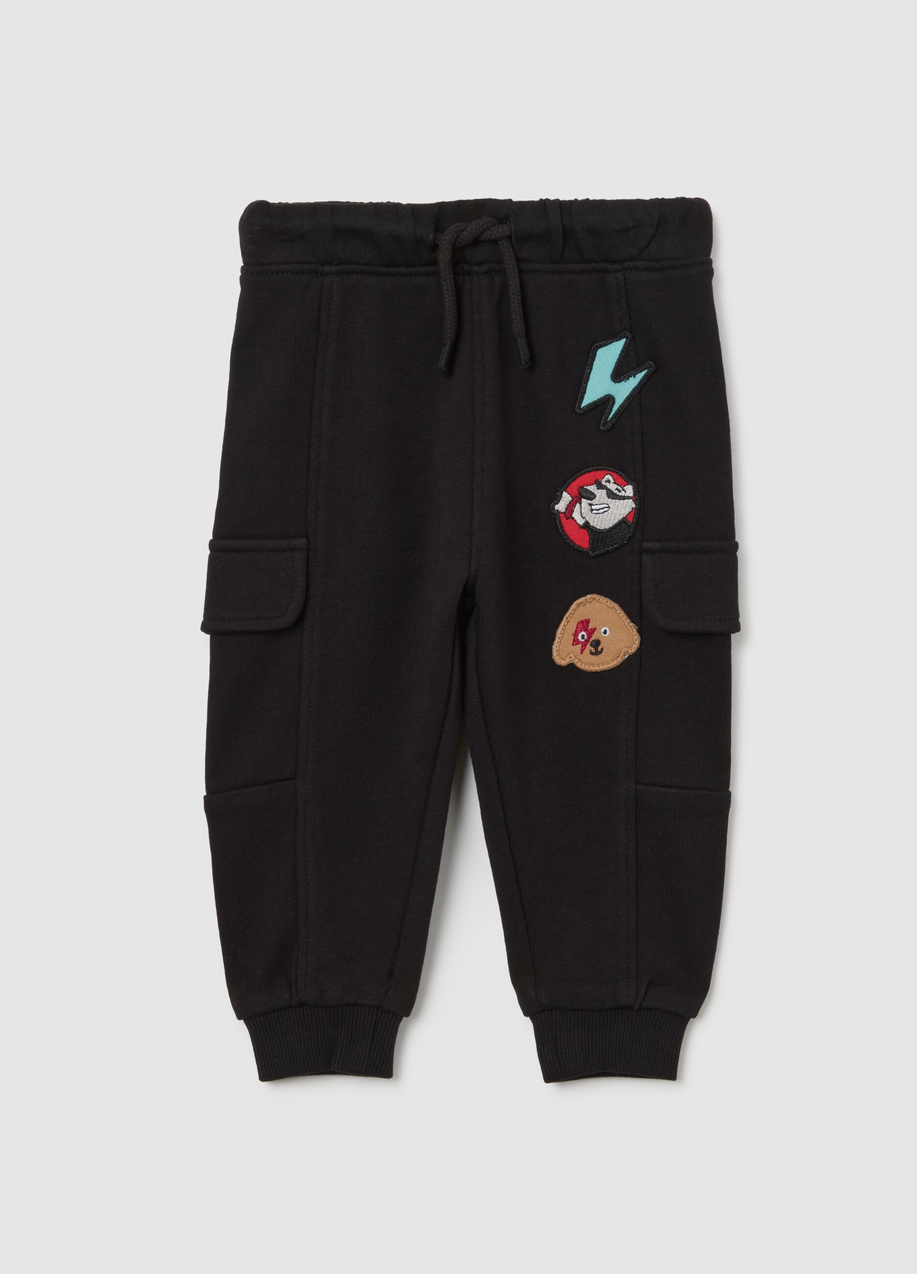 Black jogger trousers with elastic waistband