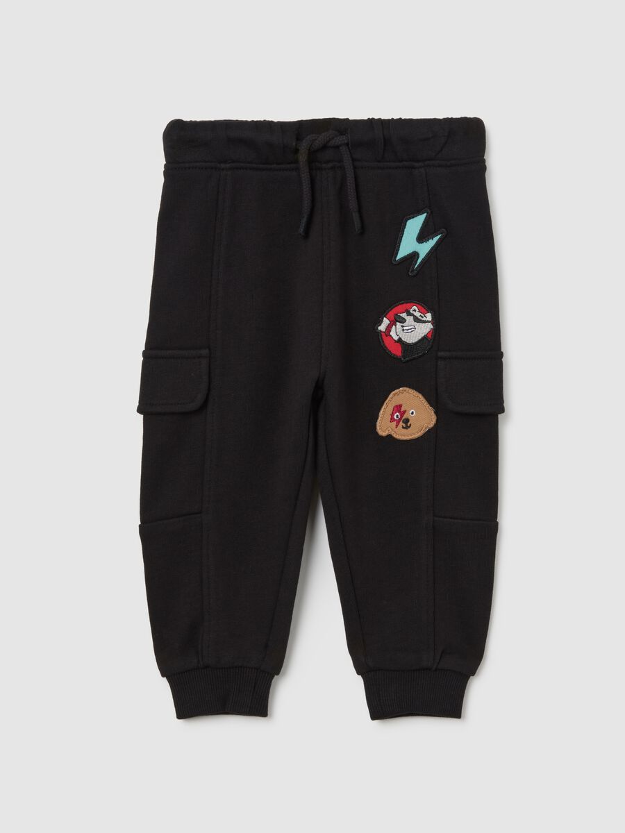 Black jogger trousers with elastic waistband_0