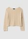 Beige pure cotton jumper regular fit with perforated design_4